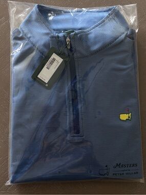 OFFICIAL 2026 Masters Peter Millar 1/4 Zip Pullover Sz XL Blue Stripe Golf
